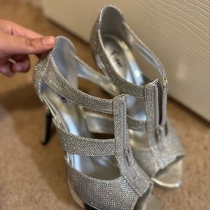 Silver party heels